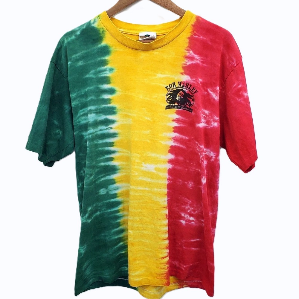 Bob Marley Mens L Rasta Tie Dye Graphic T Shirt Reggae One Love Vintage Style